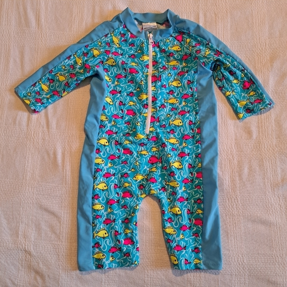 Bonverano girls size 24-36 months 1 piece swim suit UPF 50+